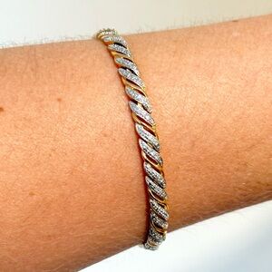 PAJ BB China Gold Plated Tennis Bracelet Gold Tone Silver 7.5” Elegant Jewelry